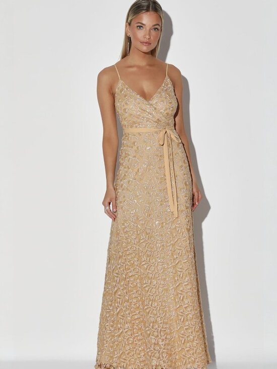 Lulus Dresses & Skirts - Lulus Breathtaking Beauty Champagne Sequin Embroidered Maxi Dress NWT